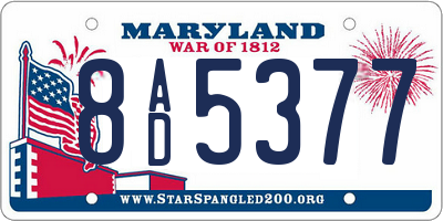 MD license plate 8AD5377