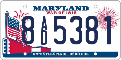 MD license plate 8AD5381