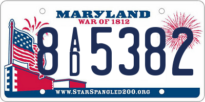 MD license plate 8AD5382