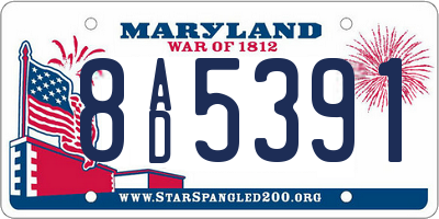MD license plate 8AD5391