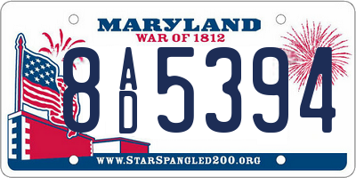 MD license plate 8AD5394