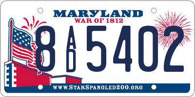 MD license plate 8AD5402
