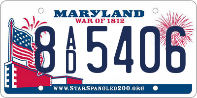 MD license plate 8AD5406