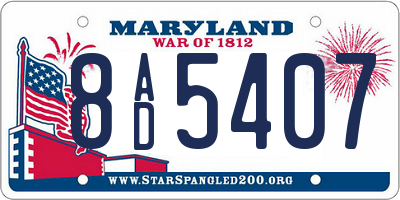 MD license plate 8AD5407