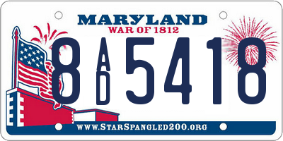 MD license plate 8AD5418