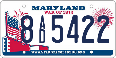 MD license plate 8AD5422