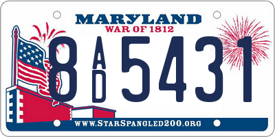 MD license plate 8AD5431