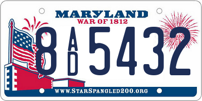 MD license plate 8AD5432