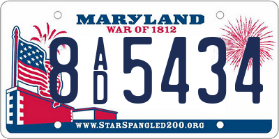 MD license plate 8AD5434