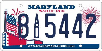 MD license plate 8AD5442