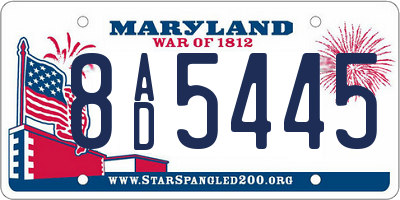 MD license plate 8AD5445