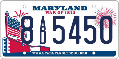 MD license plate 8AD5450