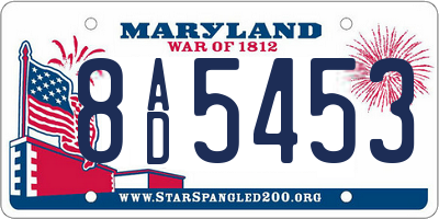 MD license plate 8AD5453