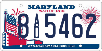 MD license plate 8AD5462