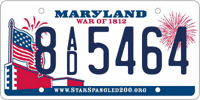 MD license plate 8AD5464