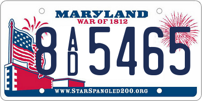 MD license plate 8AD5465