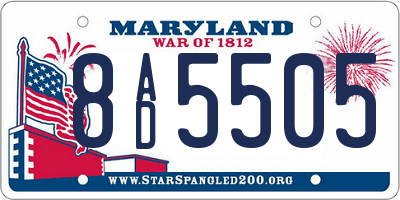 MD license plate 8AD5505