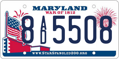 MD license plate 8AD5508