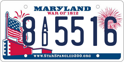 MD license plate 8AD5516