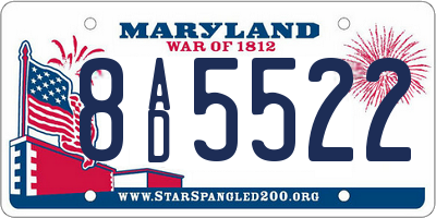 MD license plate 8AD5522