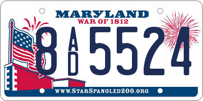 MD license plate 8AD5524