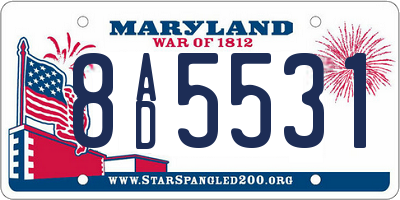 MD license plate 8AD5531