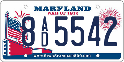 MD license plate 8AD5542