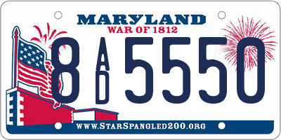 MD license plate 8AD5550