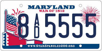 MD license plate 8AD5555