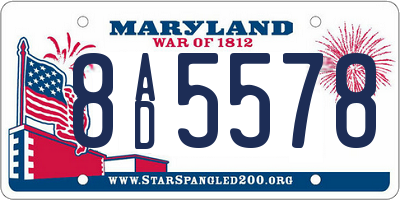 MD license plate 8AD5578