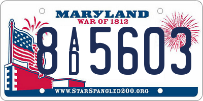 MD license plate 8AD5603