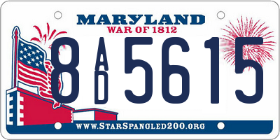 MD license plate 8AD5615
