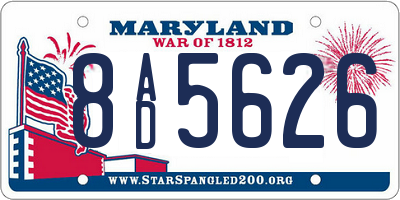 MD license plate 8AD5626
