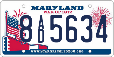 MD license plate 8AD5634