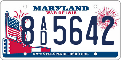MD license plate 8AD5642