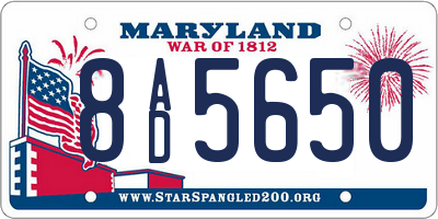 MD license plate 8AD5650