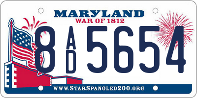 MD license plate 8AD5654