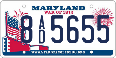 MD license plate 8AD5655