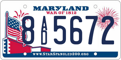 MD license plate 8AD5672