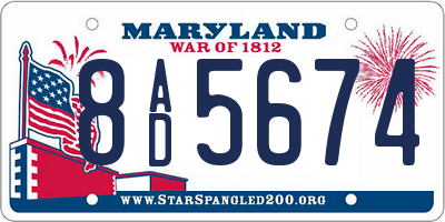 MD license plate 8AD5674