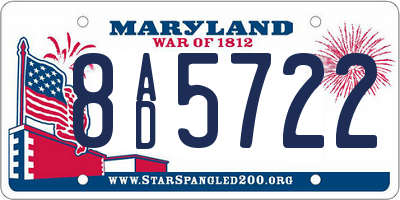 MD license plate 8AD5722
