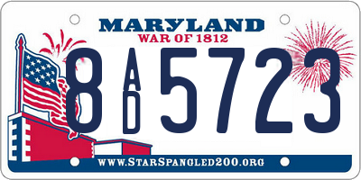 MD license plate 8AD5723
