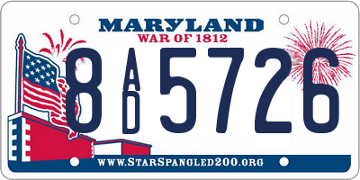 MD license plate 8AD5726