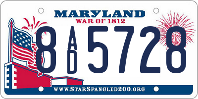 MD license plate 8AD5728