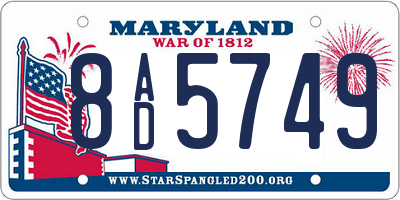 MD license plate 8AD5749