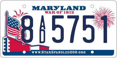 MD license plate 8AD5751