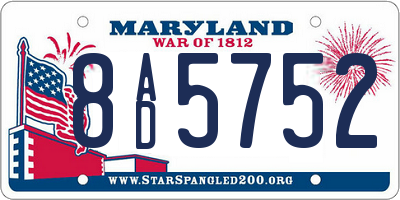 MD license plate 8AD5752