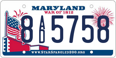 MD license plate 8AD5758