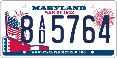 MD license plate 8AD5764