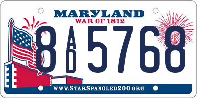 MD license plate 8AD5768